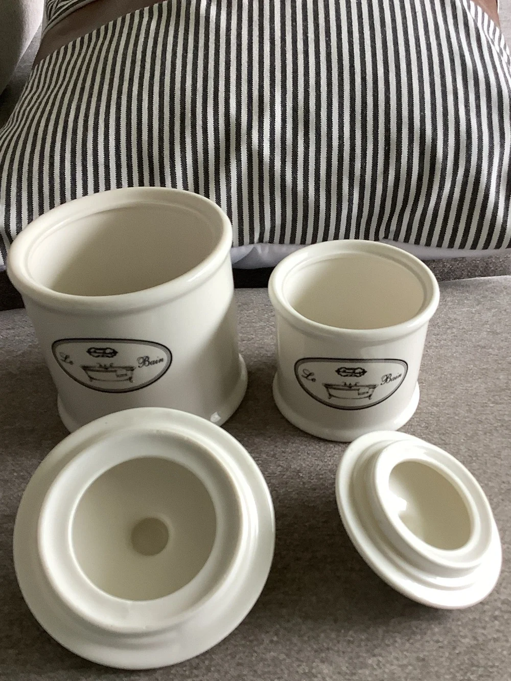 Cream Ceramic Canister Set with Lid - 2 Pieces